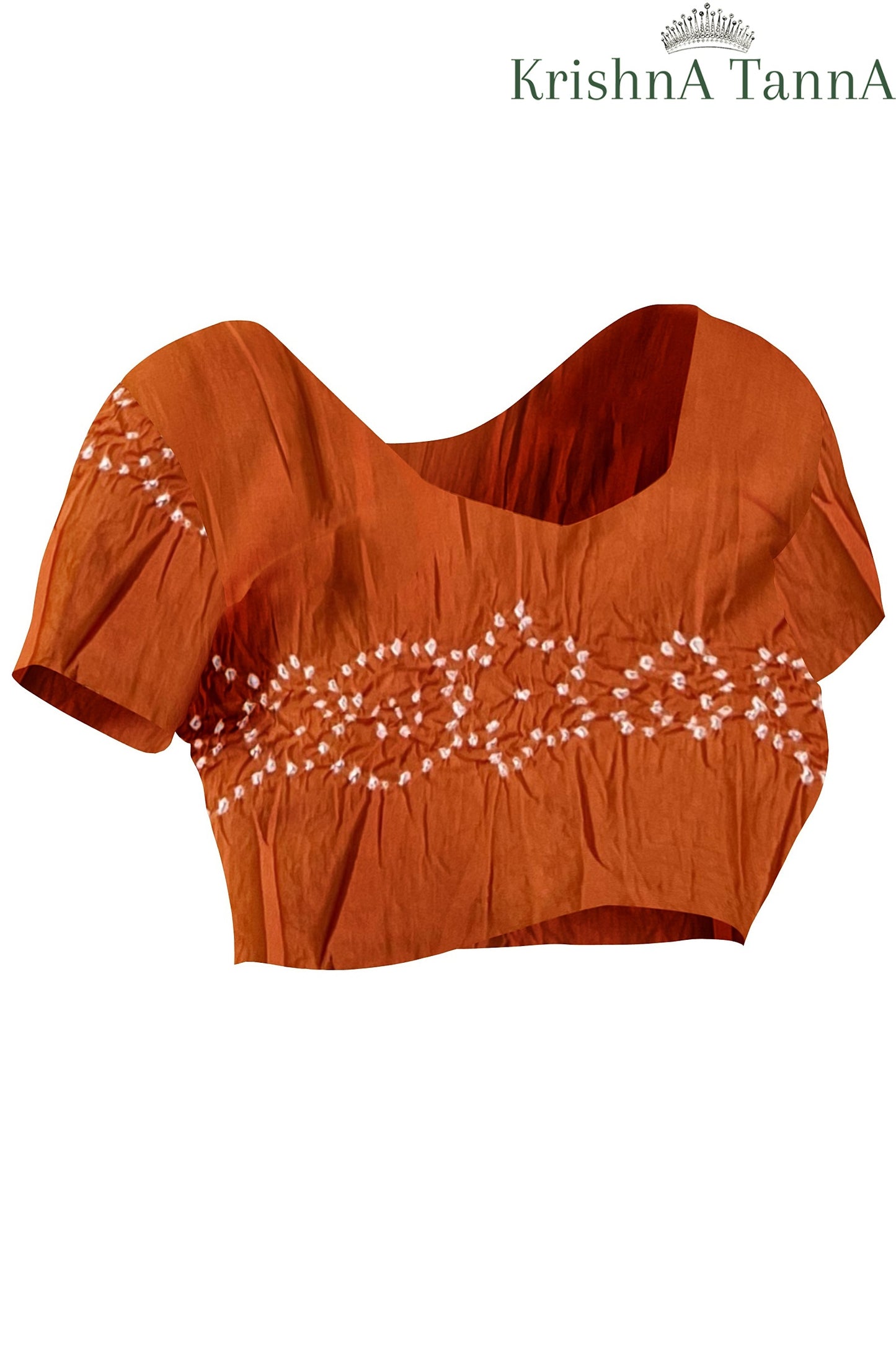 Krishna Tanna Traditional Indian Hand Weaved Cotton Orange Bandhani - Tye & Die Saree