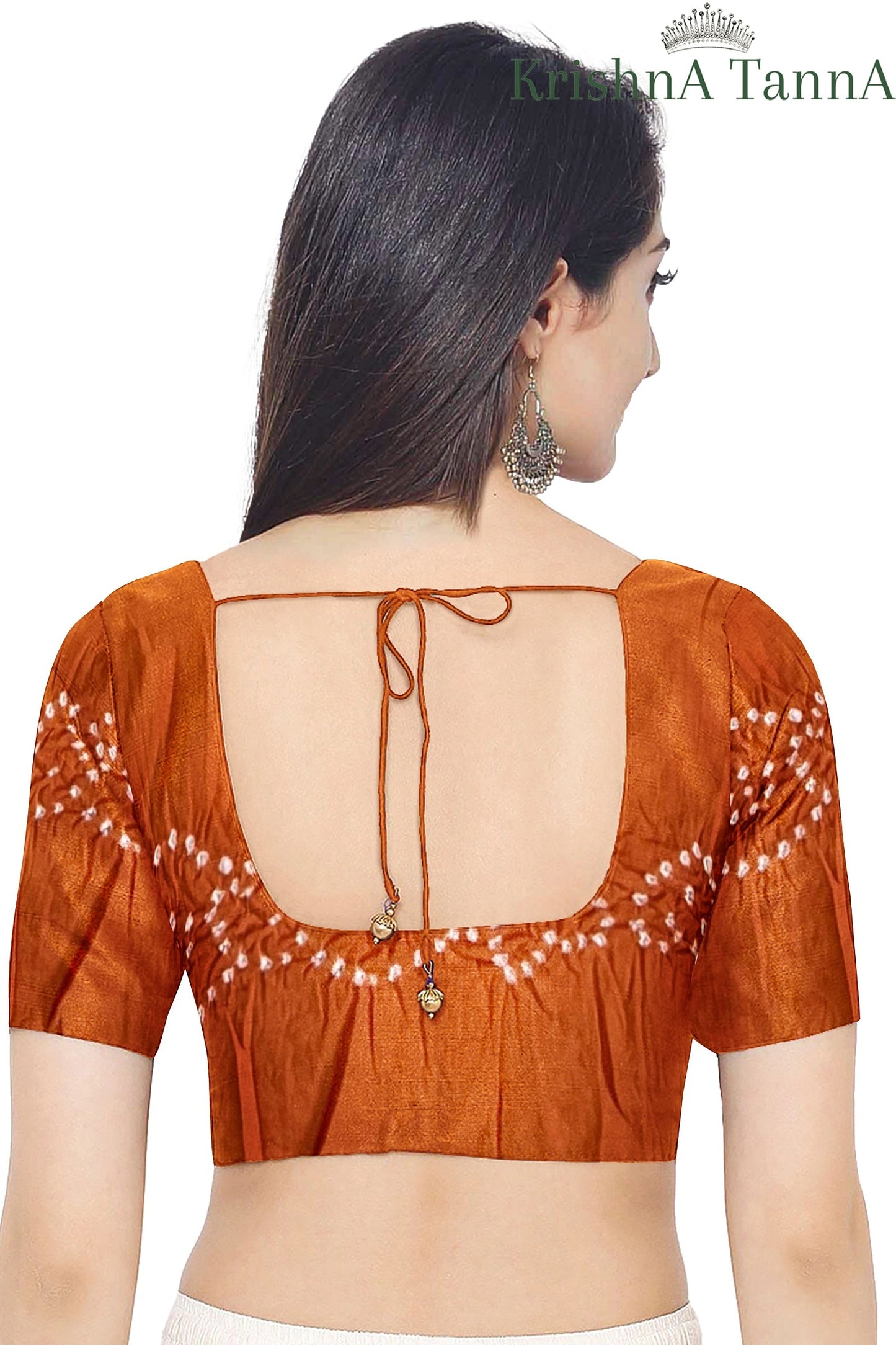 Krishna Tanna Traditional Indian Hand Weaved Cotton Orange Bandhani - Tye & Die Saree