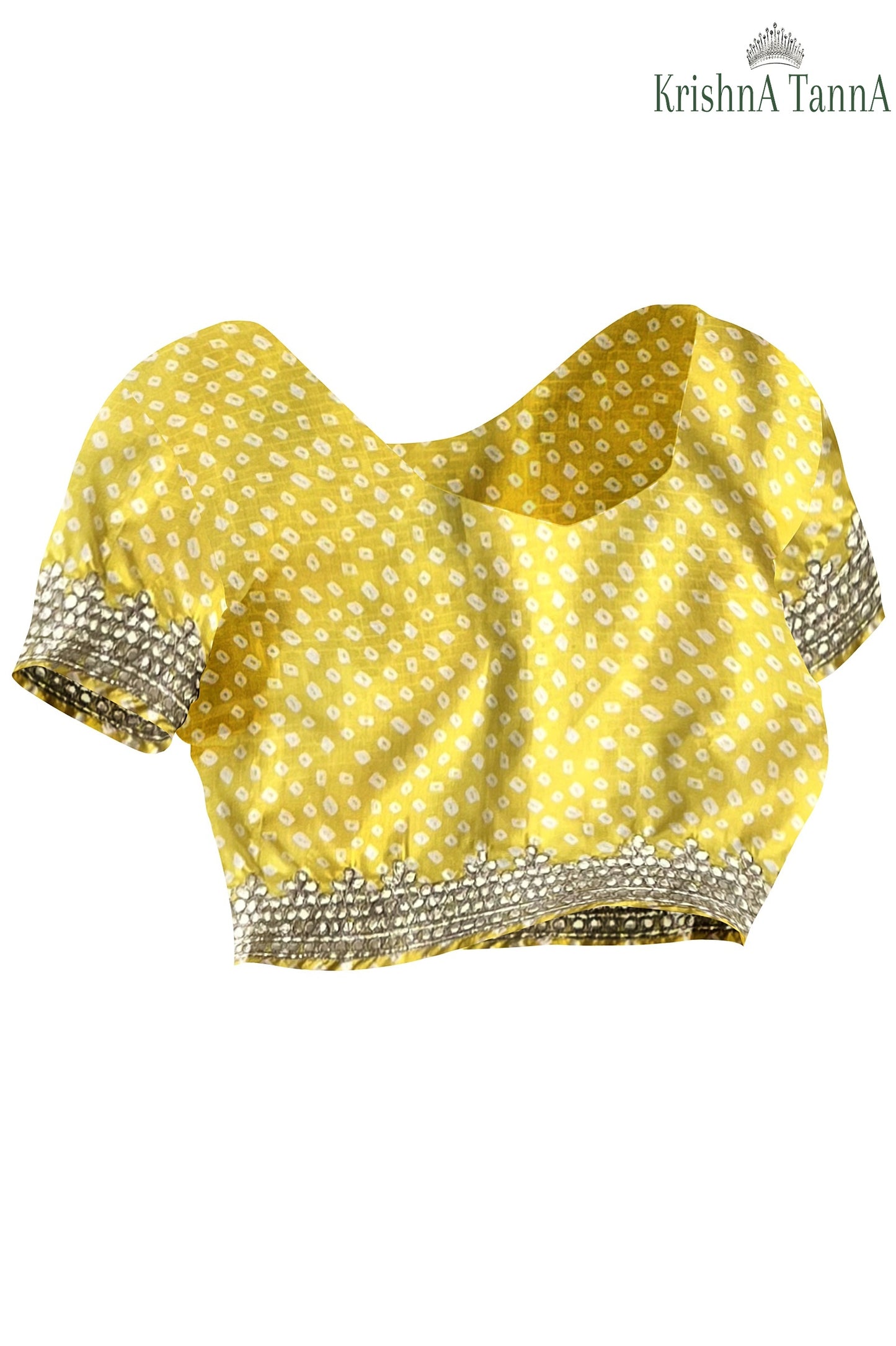 Krishna Tanna Leheriya Sequence Gota Work Border Saree (Yellow)
