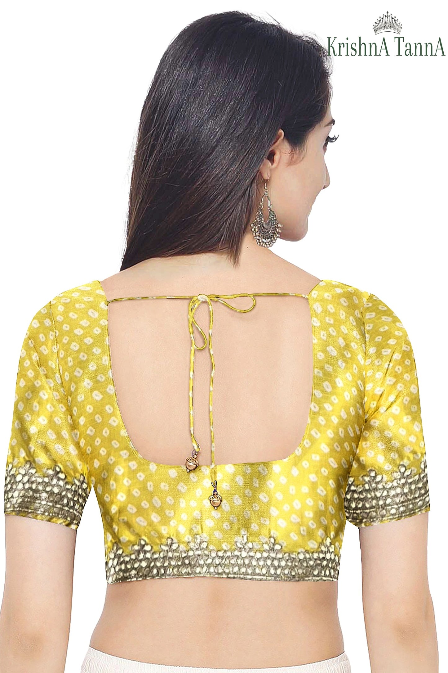 Krishna Tanna Leheriya Sequence Gota Work Border Saree (Yellow)