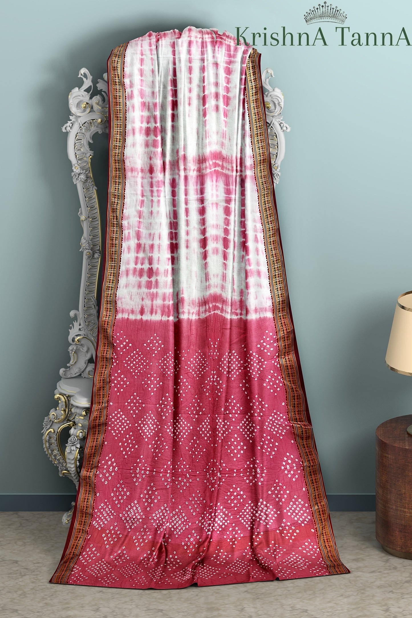 Krishna Tanna Traditional Indian Hand Weaved Cotton Bandhani - Tye & Die Saree