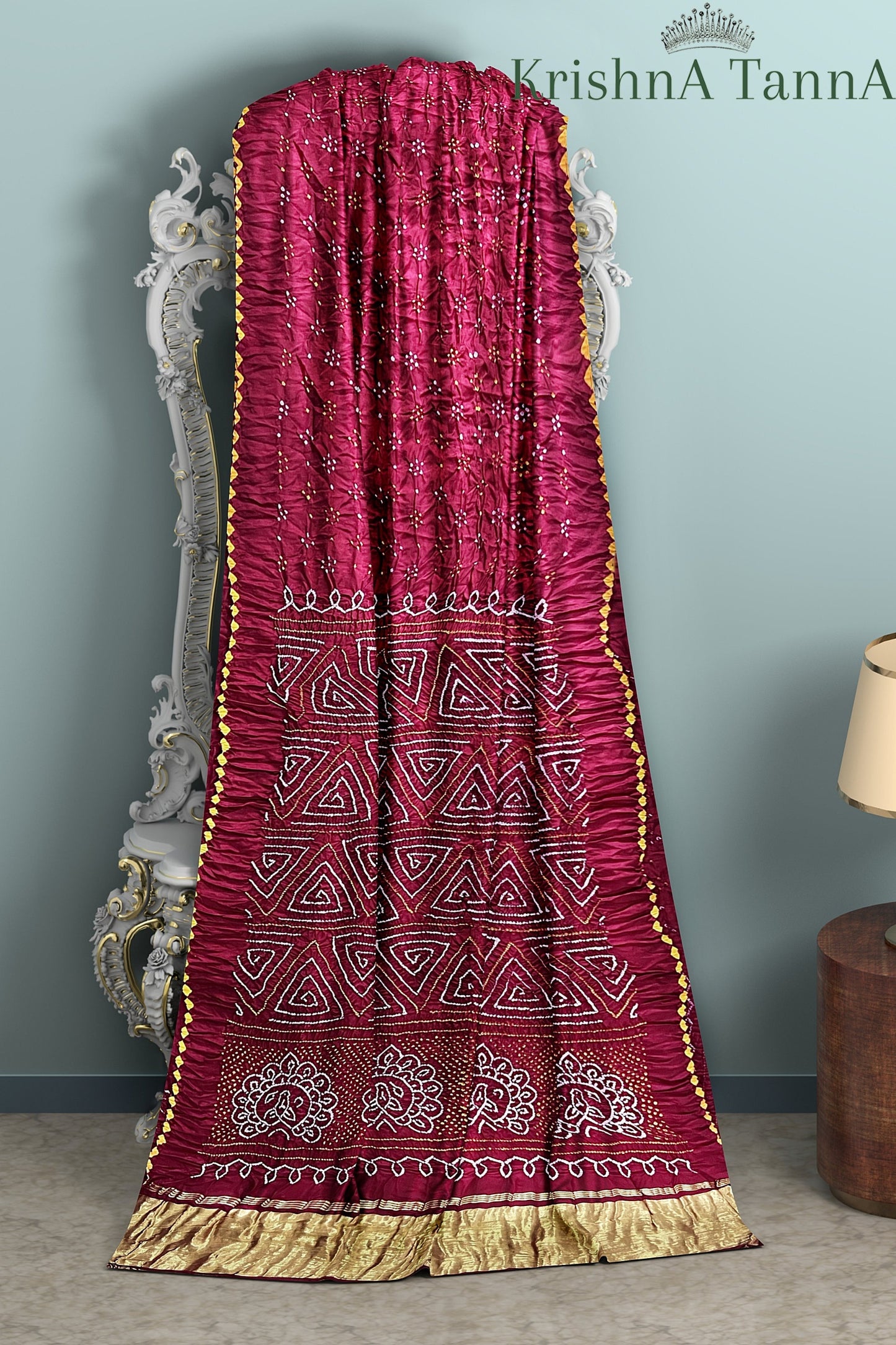 Krishna Tanna Gajji Silk Bandhani - Tye & Die Saree with Kangan Border and Blouse