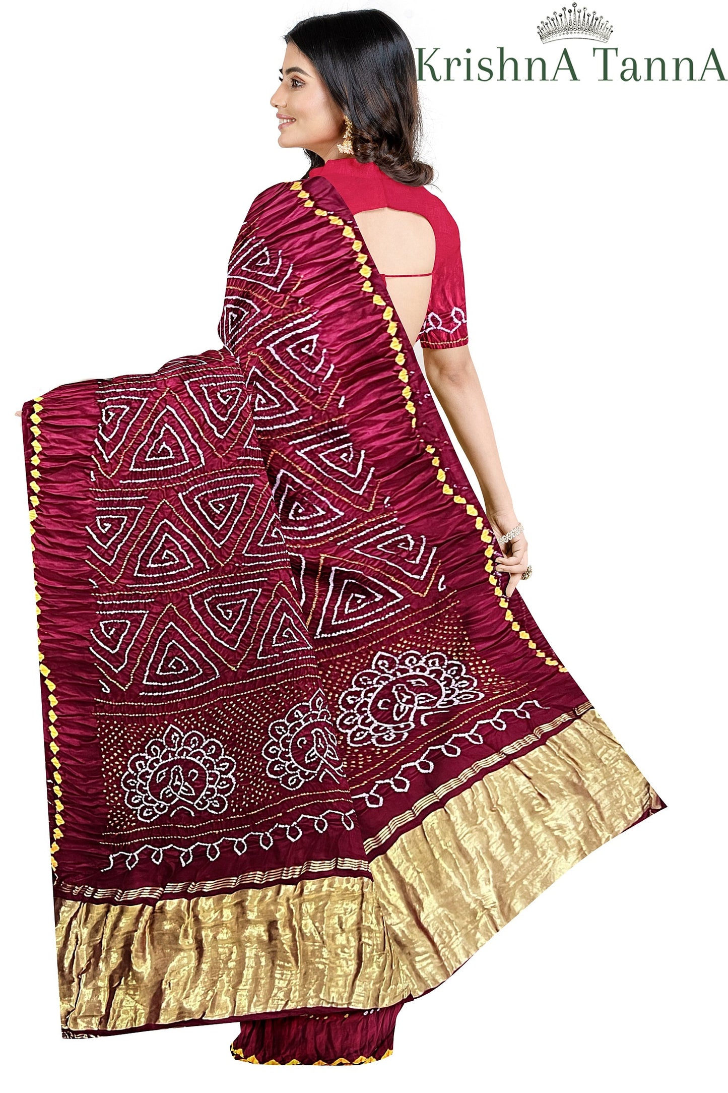 Krishna Tanna Gajji Silk Bandhani - Tye & Die Saree with Kangan Border and Blouse