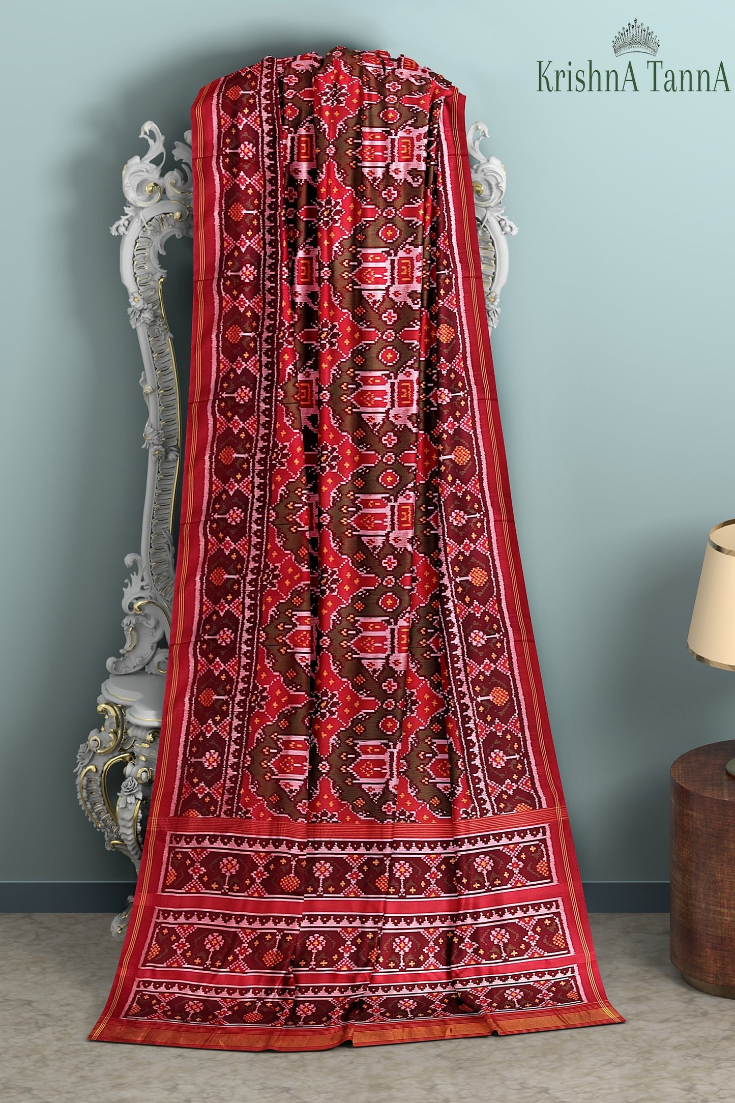 Krishna Tanna Hand Woven Patan Patola Semi Ikat Pure Silk Ambaadi Saree