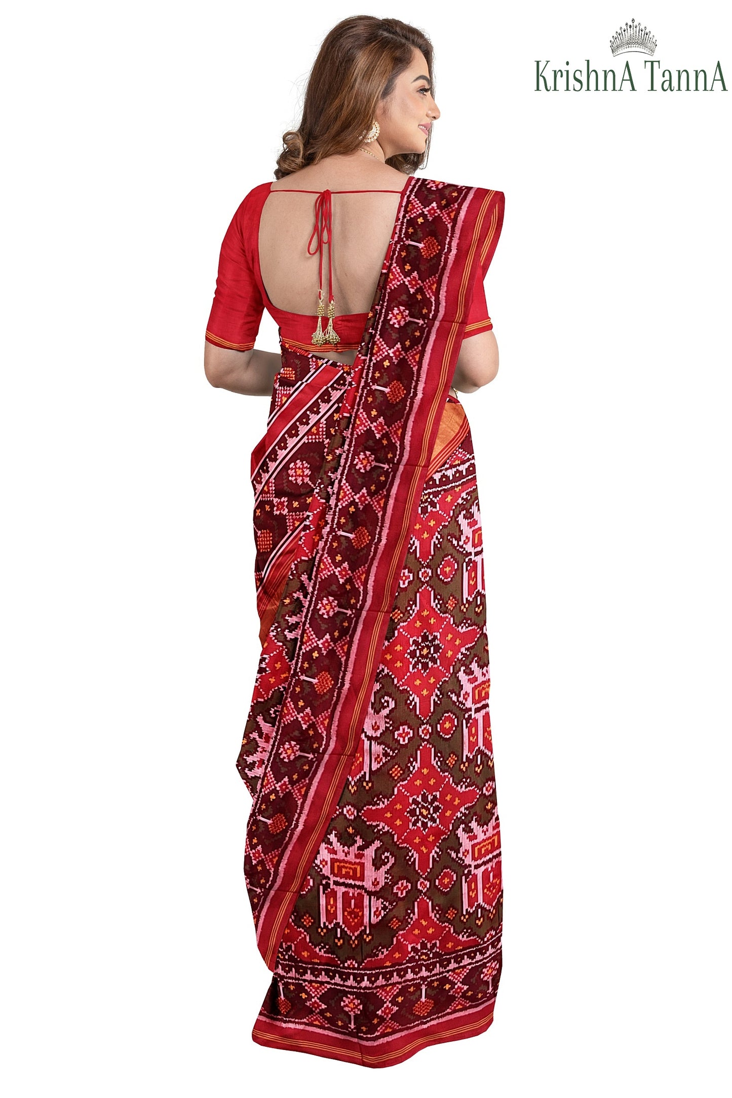 Krishna Tanna Hand Woven Patan Patola Semi Ikat Pure Silk Ambaadi Saree