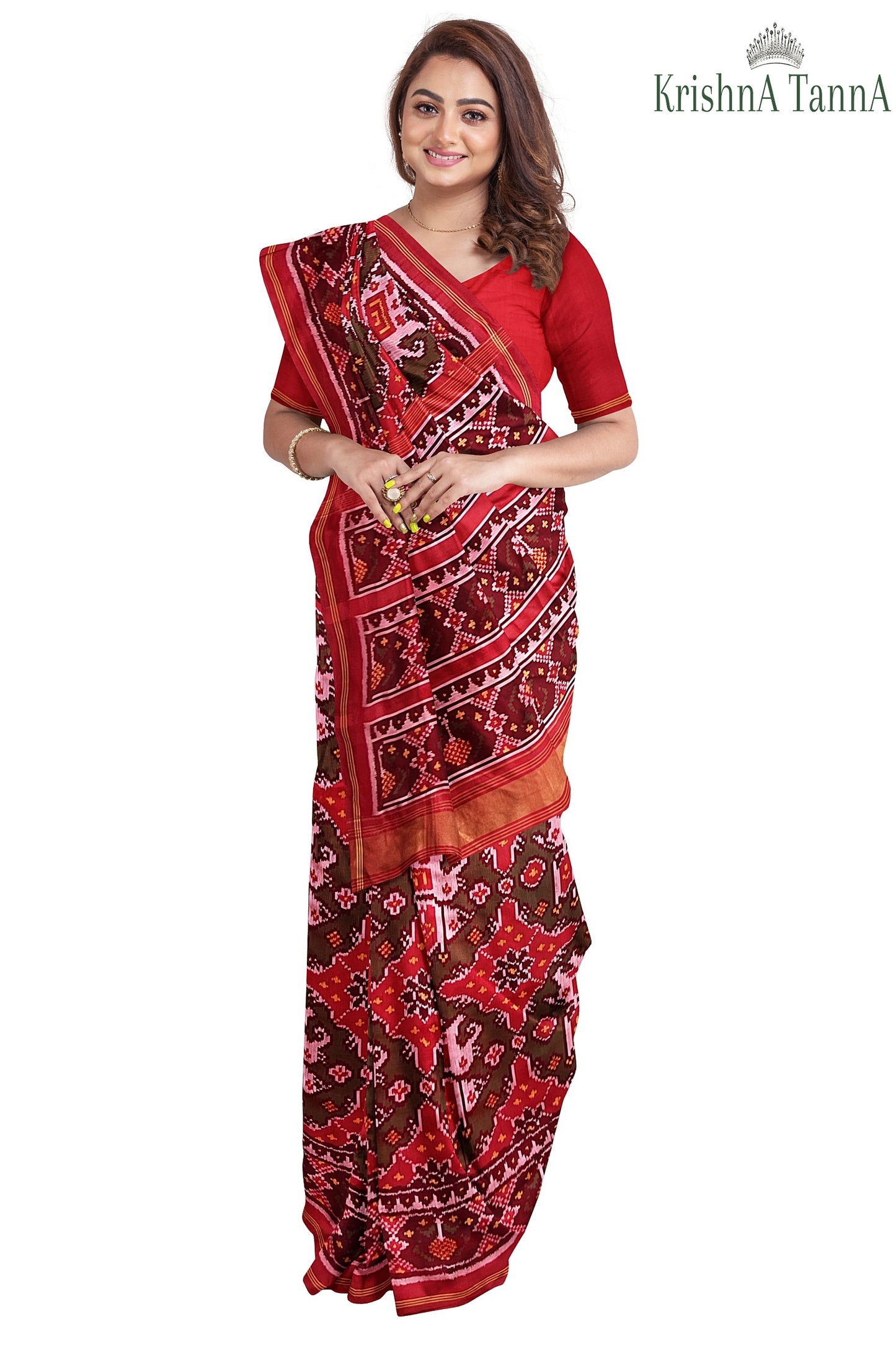 Krishna Tanna Hand Woven Patan Patola Semi Ikat Pure Silk Ambaadi Saree