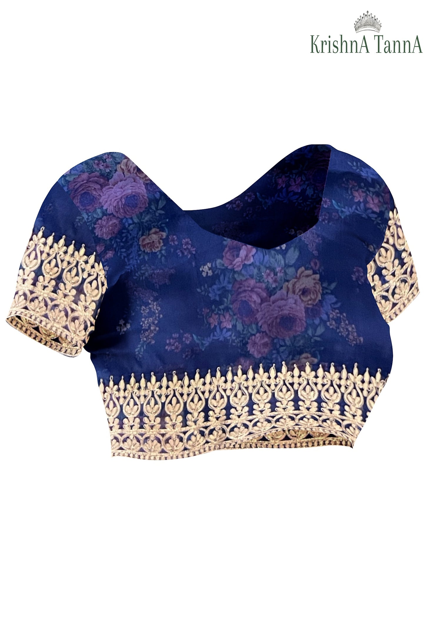 Krishna Tanna Floral Prints with Sequins Saree with knitted embroidery on organza tissue