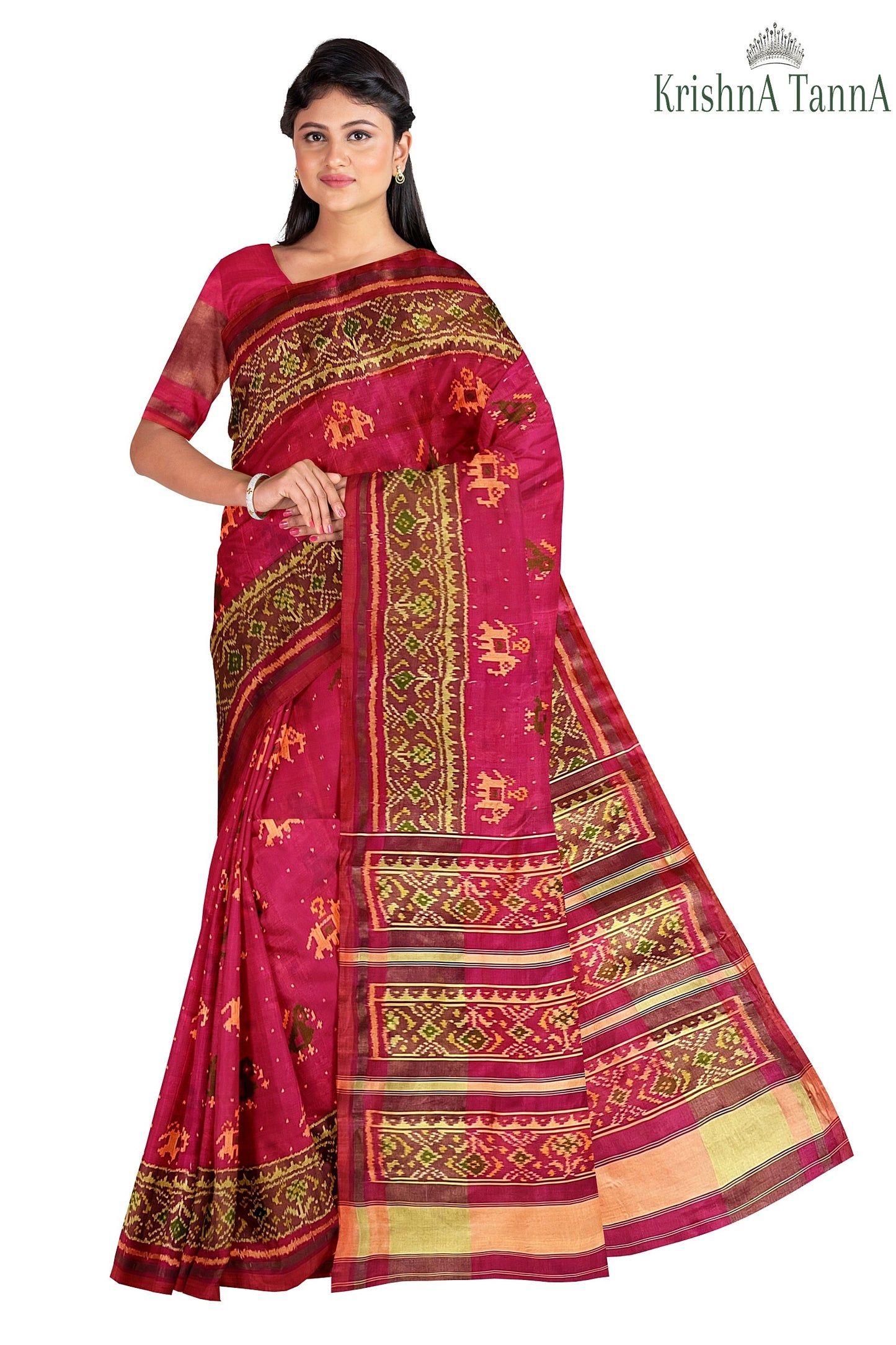 Krishna Tanna Hand Woven Rajkot Patola Pure Silk Narikunj Saree
