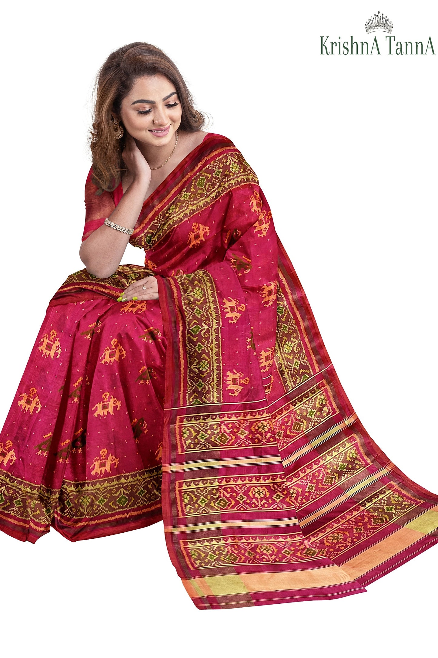 Krishna Tanna Hand Woven Rajkot Patola Pure Silk Narikunj Saree