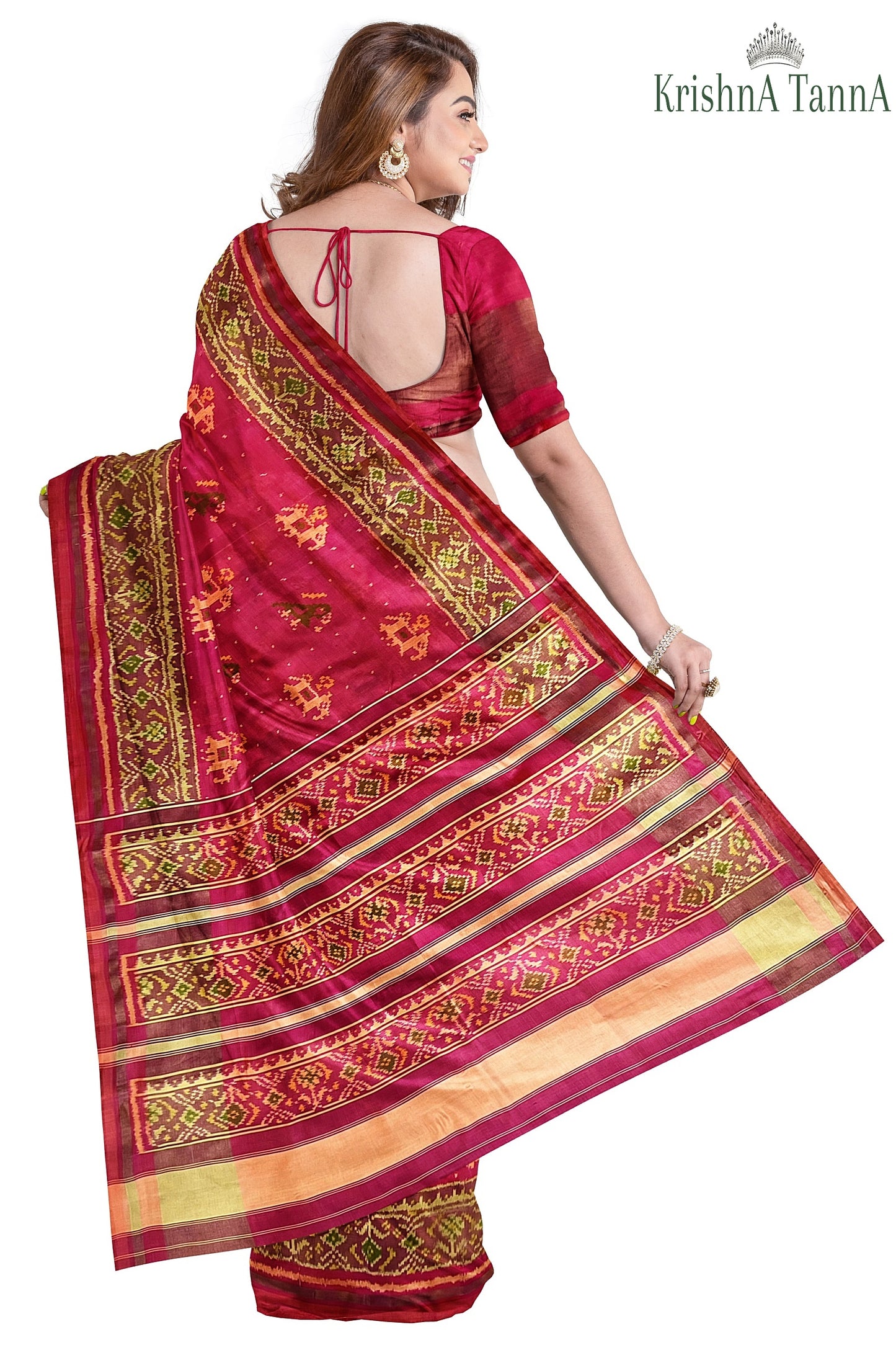 Krishna Tanna Hand Woven Rajkot Patola Pure Silk Narikunj Saree