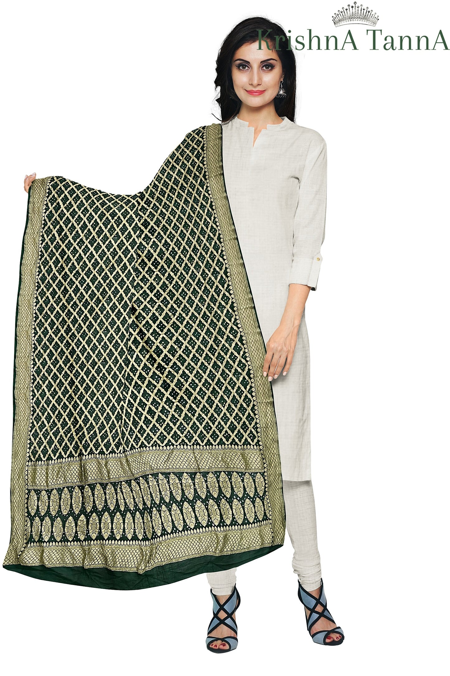 Krishna Tanna Traditonal Hand Weaved Nim Jungla Bandhani - Tie & Dye Dupatta