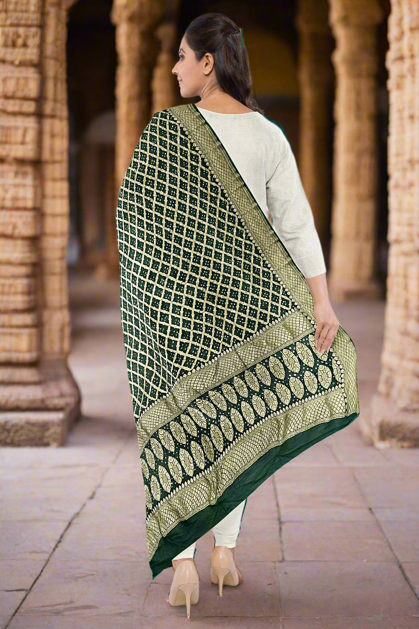 Krishna Tanna Traditonal Hand Weaved Nim Jungla Bandhani - Tie & Dye Dupatta