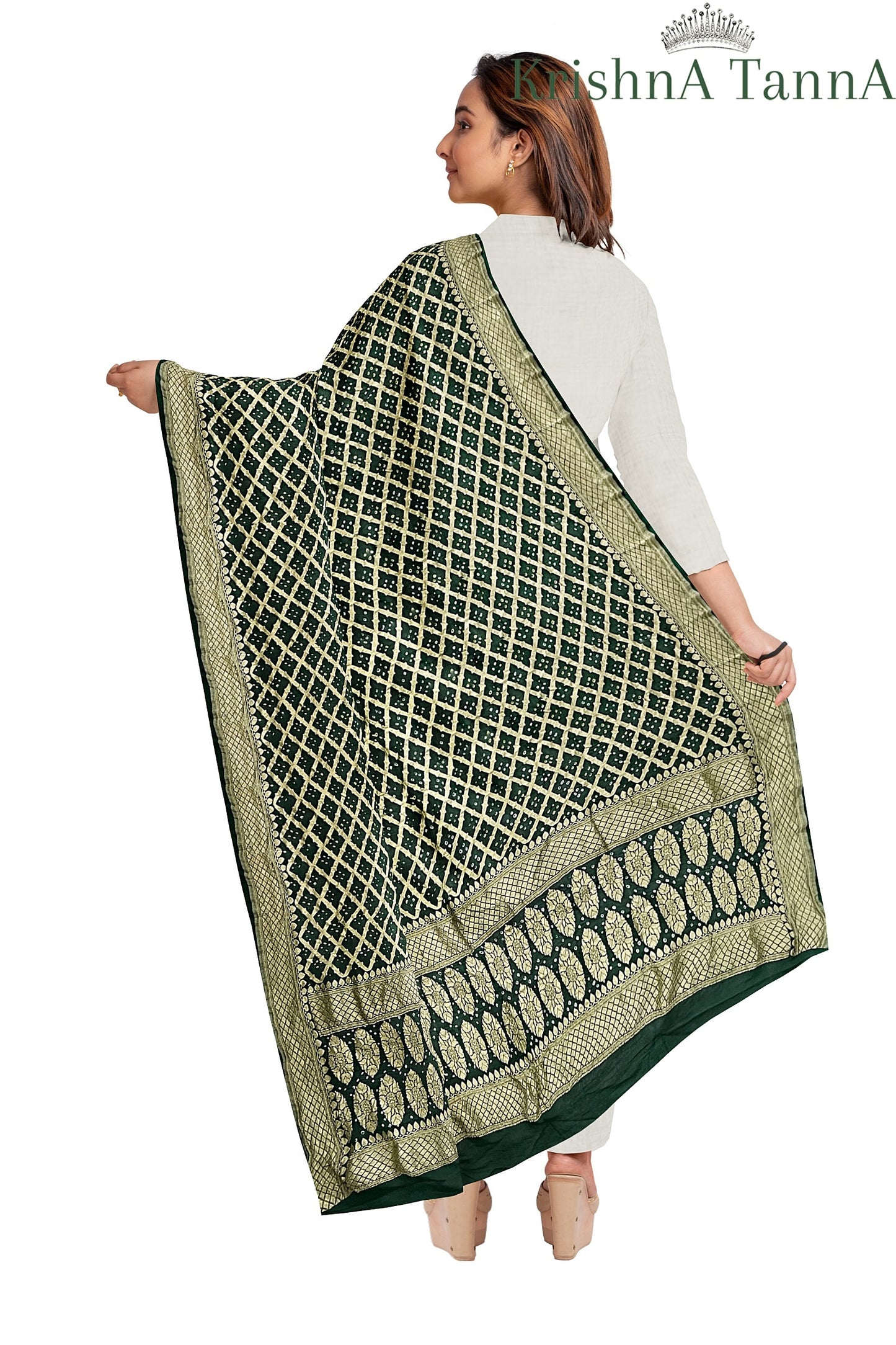 Krishna Tanna Traditonal Hand Weaved Nim Jungla Bandhani - Tie & Dye Dupatta