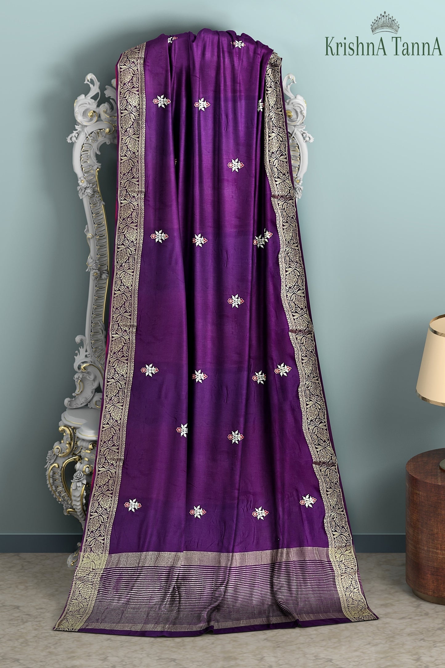 Krishna Tanna knitted Gota work Saree with knitted embroidery on Monga Chittapati - Purple