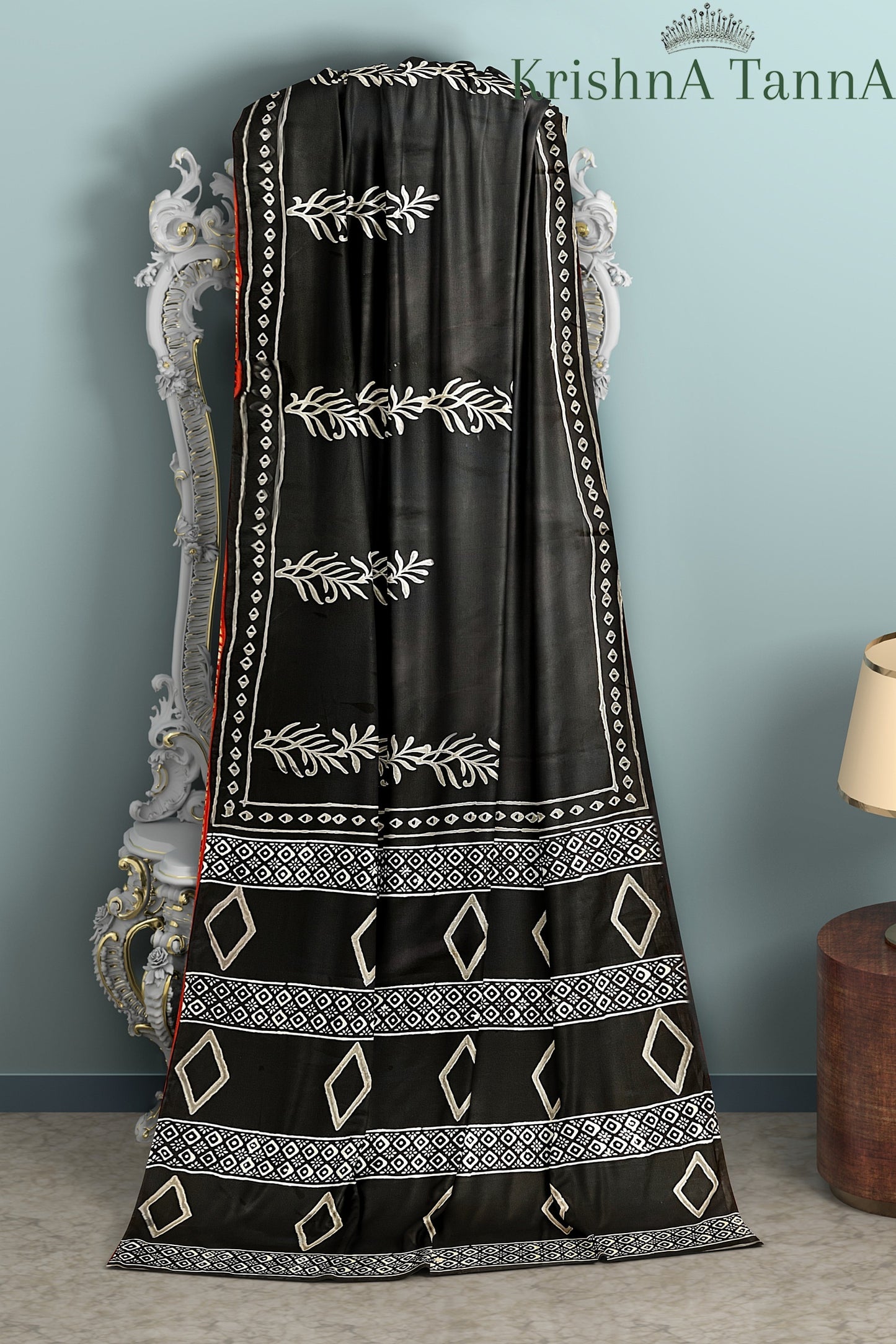 Krishna Tanna Hand Block Print with organic colours cotton Saree