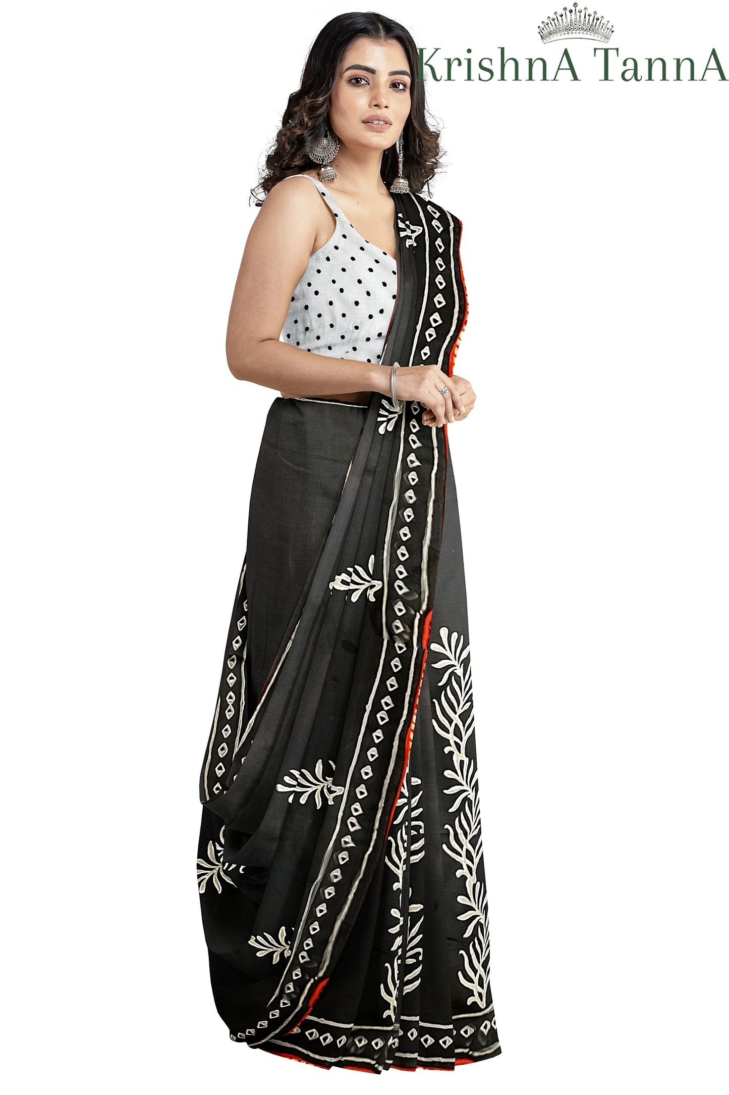 Krishna Tanna Hand Block Print with organic colours cotton Saree