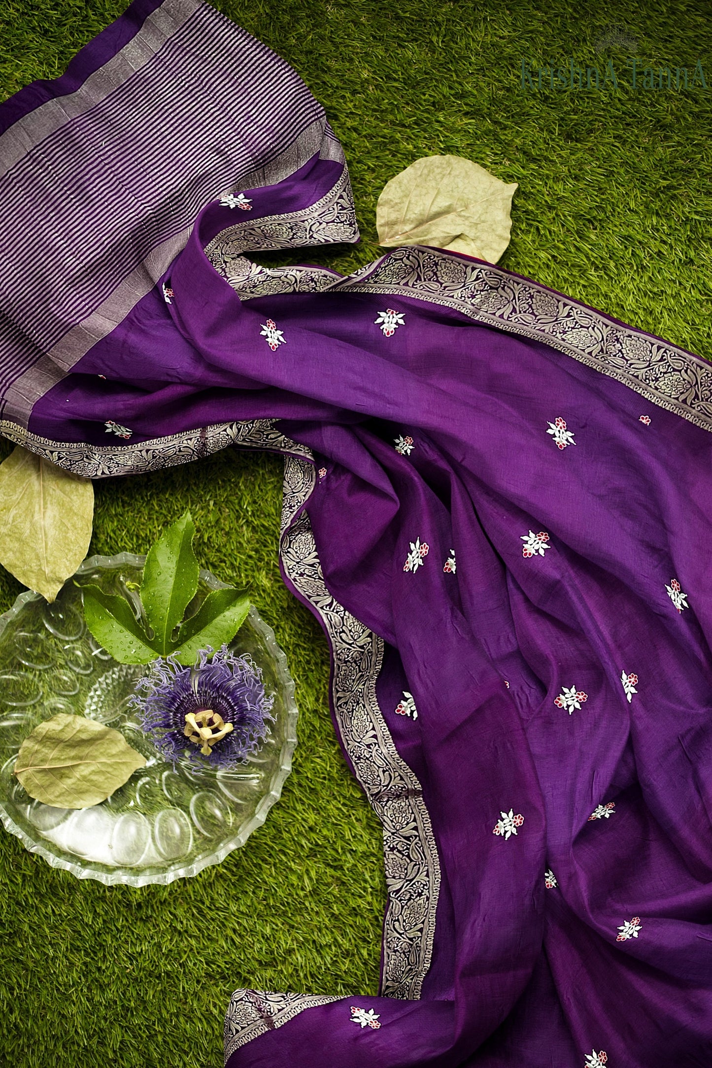Krishna Tanna knitted Gota work Saree with knitted embroidery on Monga Chittapati - Purple