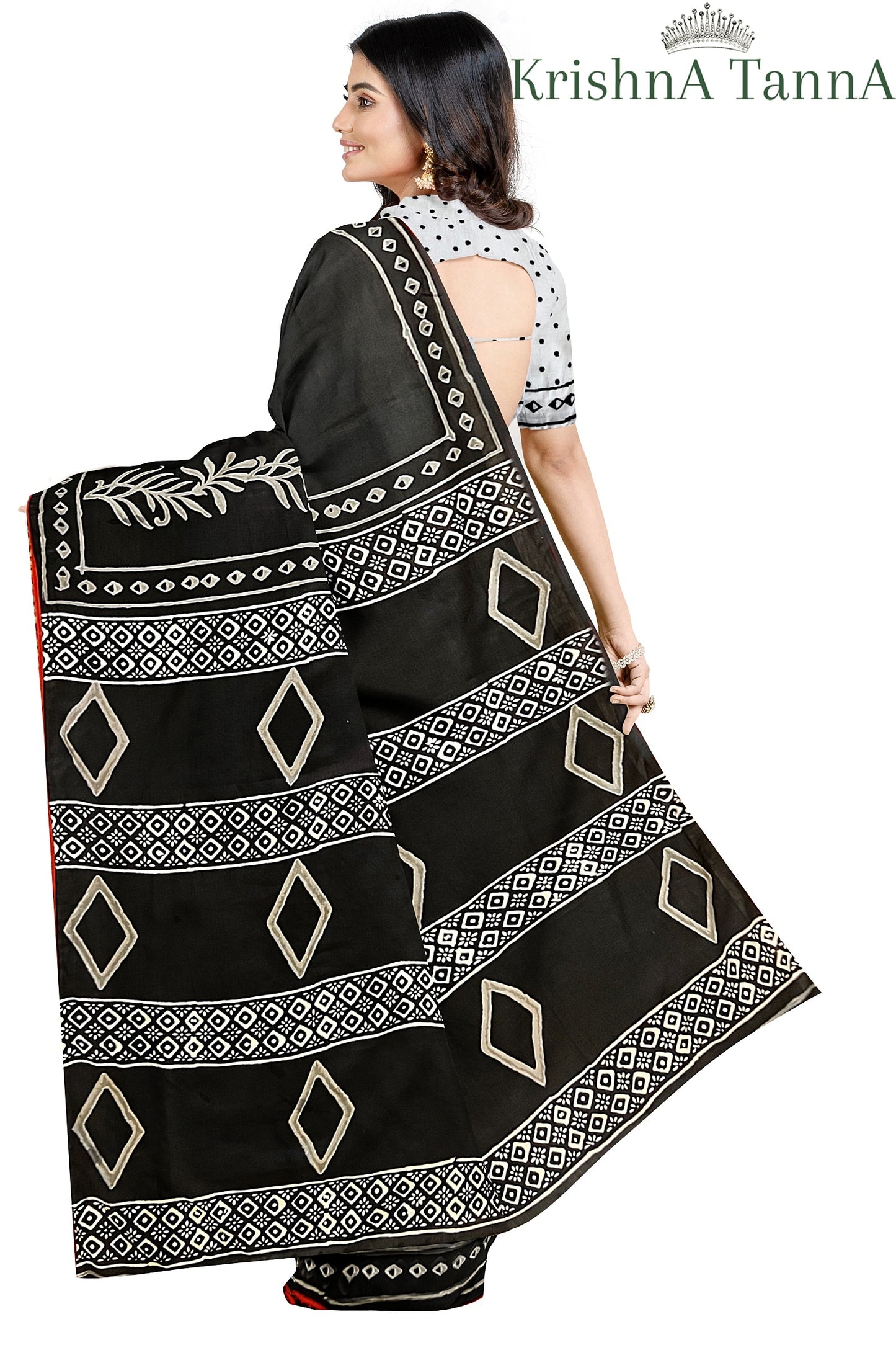 Krishna Tanna Hand Block Print with organic colours cotton Saree