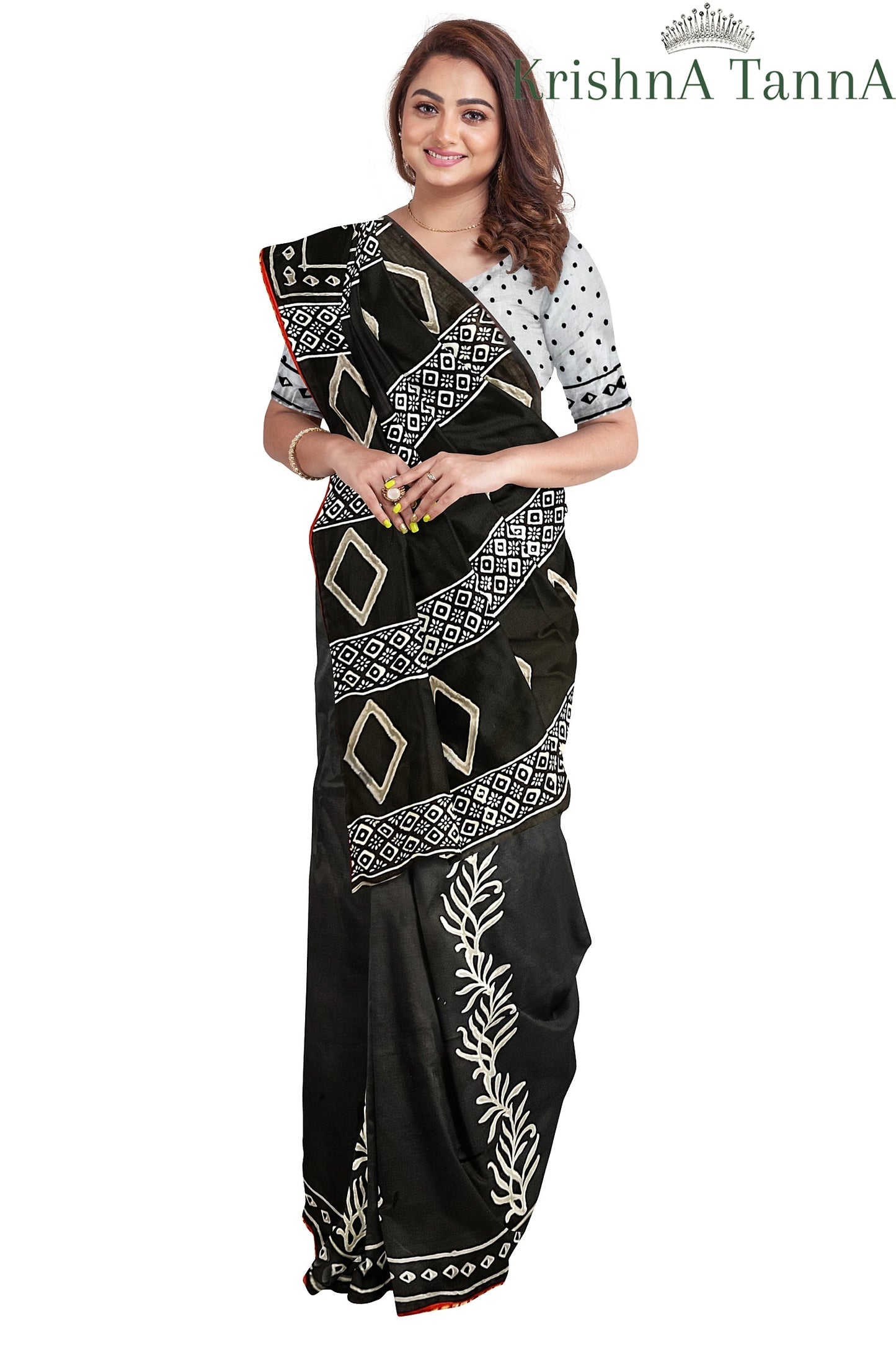 Krishna Tanna Hand Block Print with organic colours cotton Saree