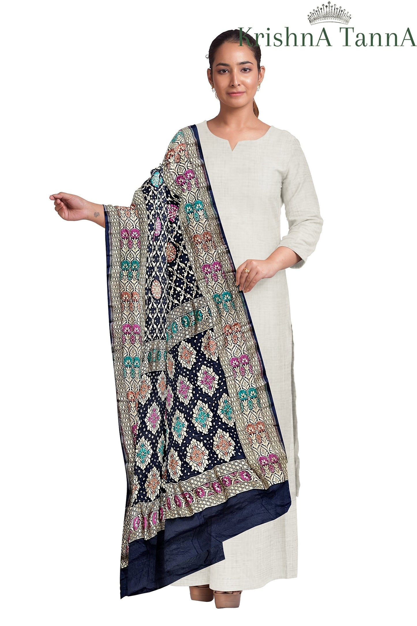 Krishna Tanna Traditonal Hand Weaved Mina Bandhani - Tie & Dye Dupatta