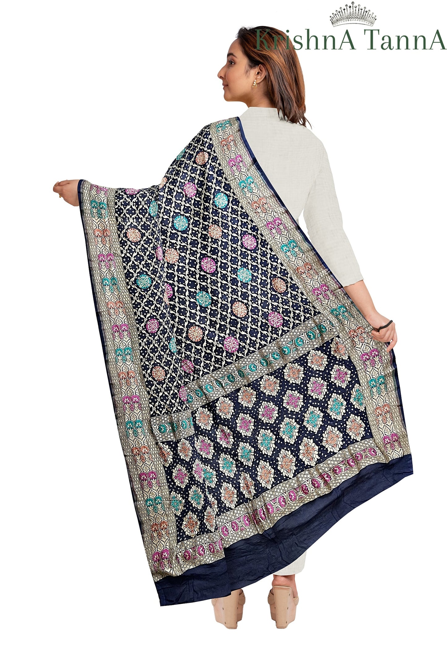 Krishna Tanna Traditonal Hand Weaved Mina Bandhani - Tie & Dye Dupatta