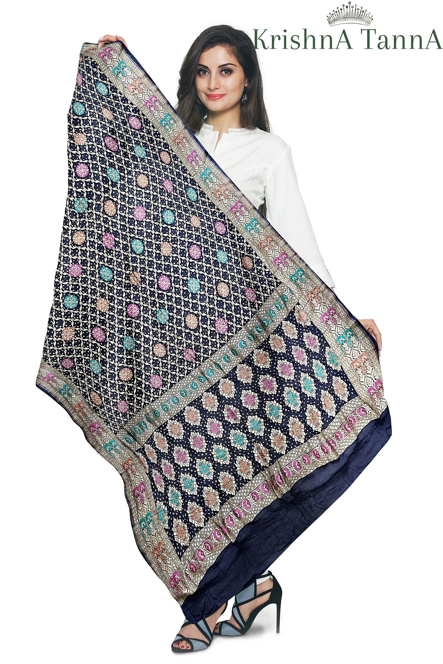 Krishna Tanna Traditonal Hand Weaved Mina Bandhani - Tie & Dye Dupatta