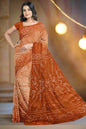 Krishna Tanna Traditional Indian Hand Weaved Cotton Orange Bandhani - Tye & Die Saree