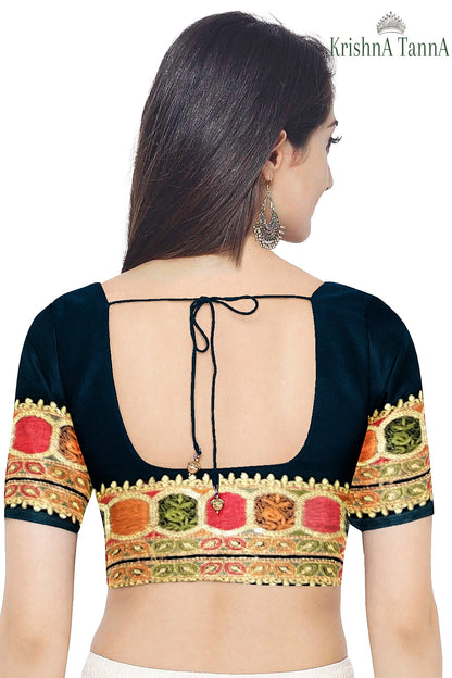 Krishna Tanna knitted floral pattern saree with colourful gota border on blended Georgette