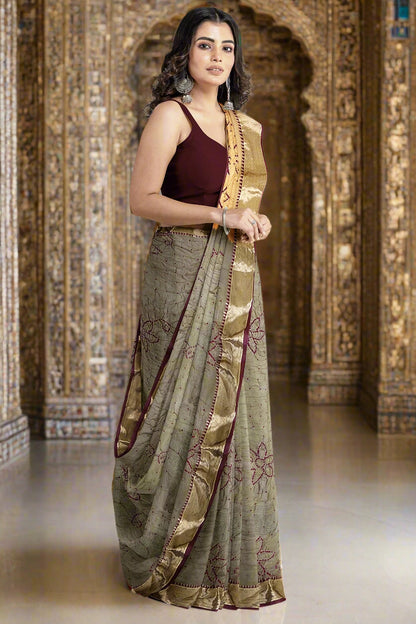 Krishna Tanna Traditional Indian Hand Weaved Cotton Jankar Bandhani - Tye & Die Saree
