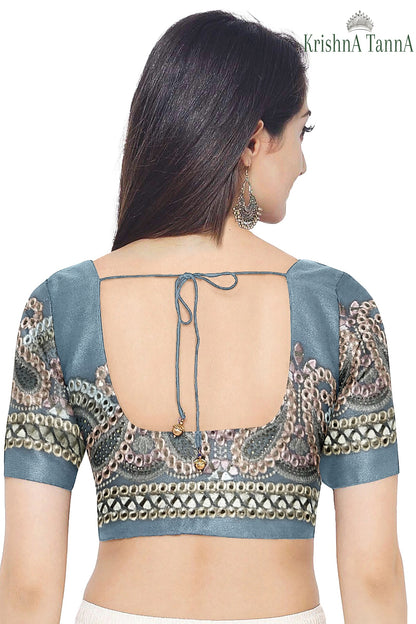 Krishna Tanna Gota work on blended Georgette Saree with stone work embroidery border - Blue