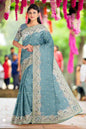 Krishna Tanna Gota work on blended Georgette Saree with stone work embroidery border - Blue
