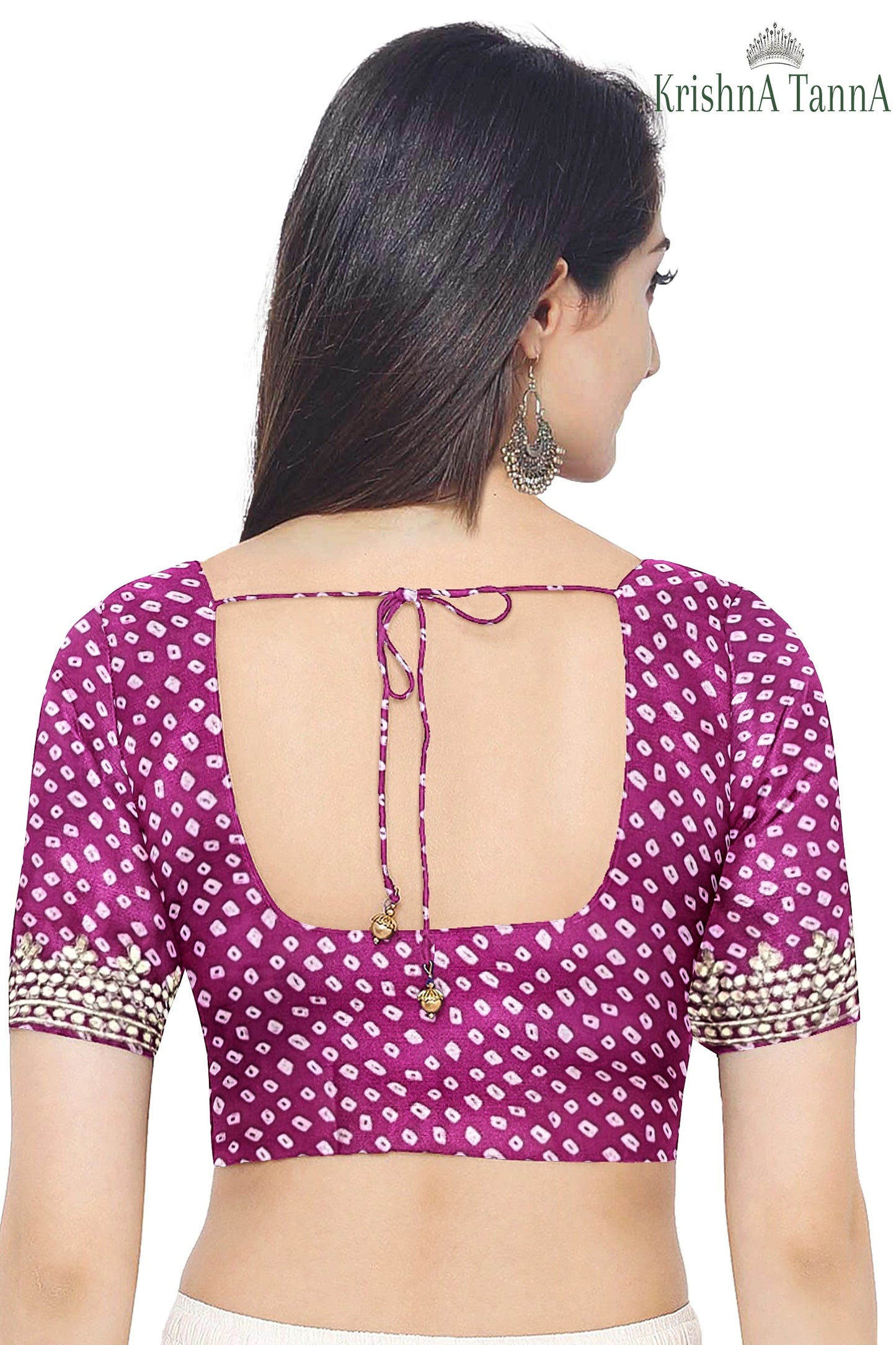 Krishna Tanna Leheriya Sequence Gota Work Border Saree (Dark Pink)
