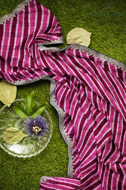 Krishna Tanna Leheriya Sequence Gota Work Border Saree (Dark Pink)
