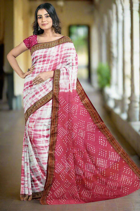Krishna Tanna Traditional Indian Hand Weaved Cotton Bandhani - Tye & Die Saree