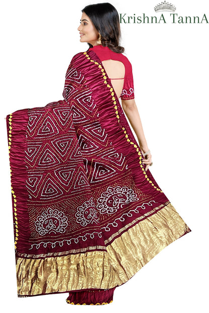 Krishna Tanna Gajji Silk Bandhani - Tye & Die Saree with Kangan Border and Blouse