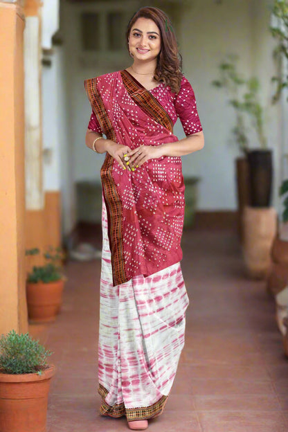 Krishna Tanna Traditional Indian Hand Weaved Cotton Bandhani - Tye & Die Saree