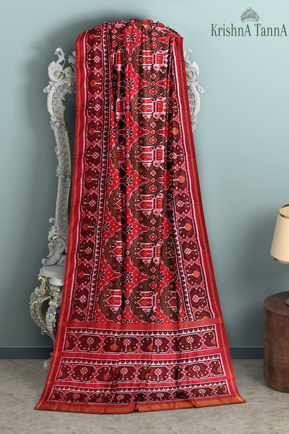 Krishna Tanna Hand Woven Patan Patola Semi Ikat Pure Silk Ambaadi Saree