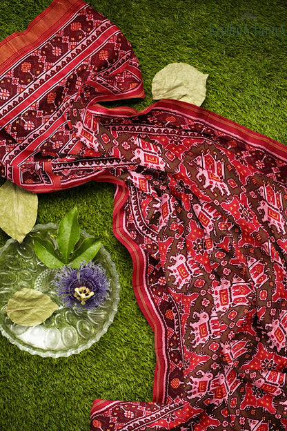 Krishna Tanna Hand Woven Patan Patola Semi Ikat Pure Silk Ambaadi Saree