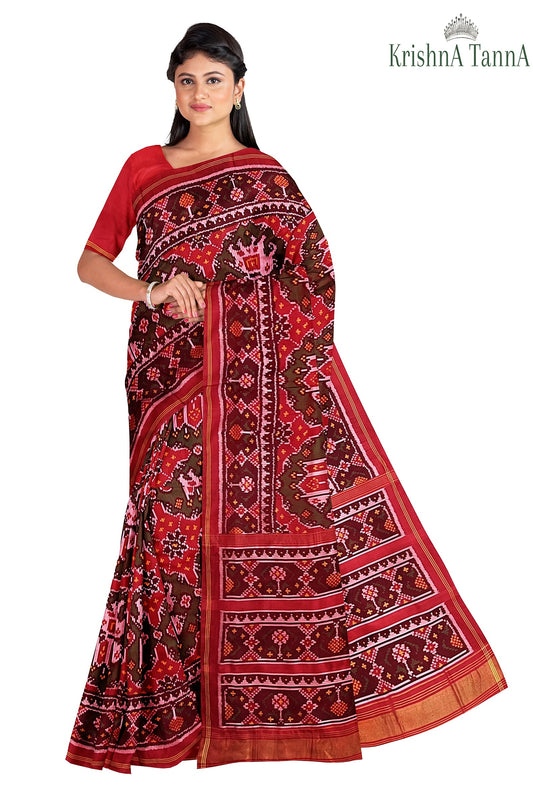 Krishna Tanna Hand Woven Patan Patola Semi Ikat Pure Silk Ambaadi Saree