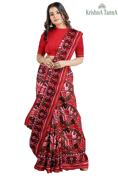 Krishna Tanna Hand Woven Patan Patola Semi Ikat Pure Silk Ambaadi Saree