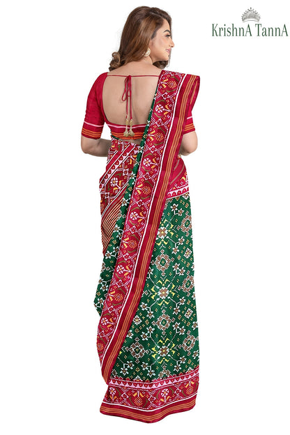 Krishna Tanna Hand Weaved Patan Patola Pure Silk Semi Ikat Manek Chowk Saree