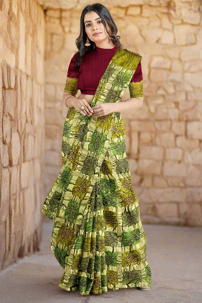 Krishna Tanna Hand Weaved Gajji Silk Multi Gharchoda Bandhani - Tie & Dye Saree