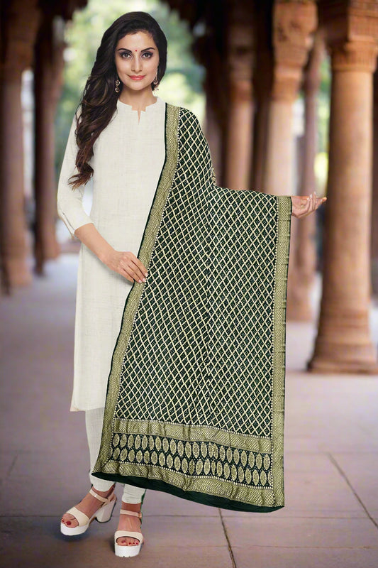 Krishna Tanna Traditonal Hand Weaved Nim Jungla Bandhani - Tie & Dye Dupatta