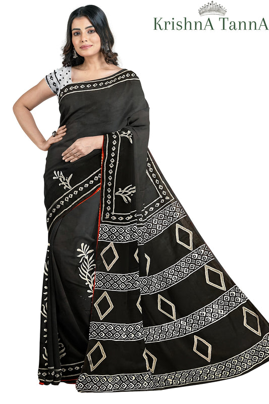 Krishna Tanna Hand Block Print with organic colours cotton Saree