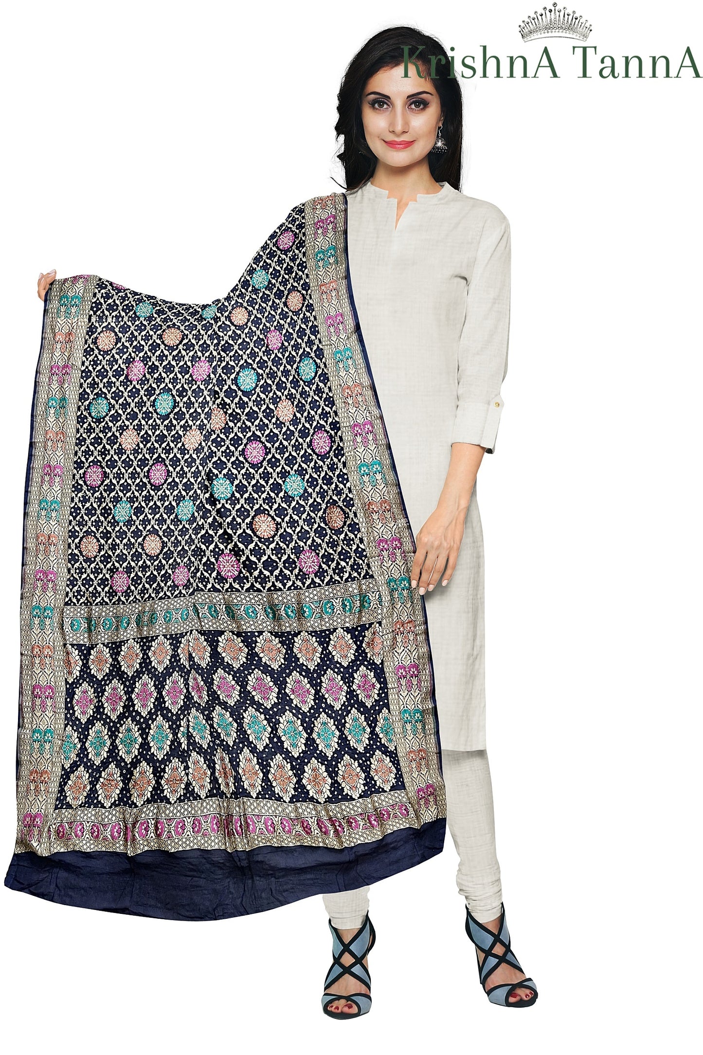 Krishna Tanna Traditonal Hand Weaved Mina Bandhani - Tie & Dye Dupatta