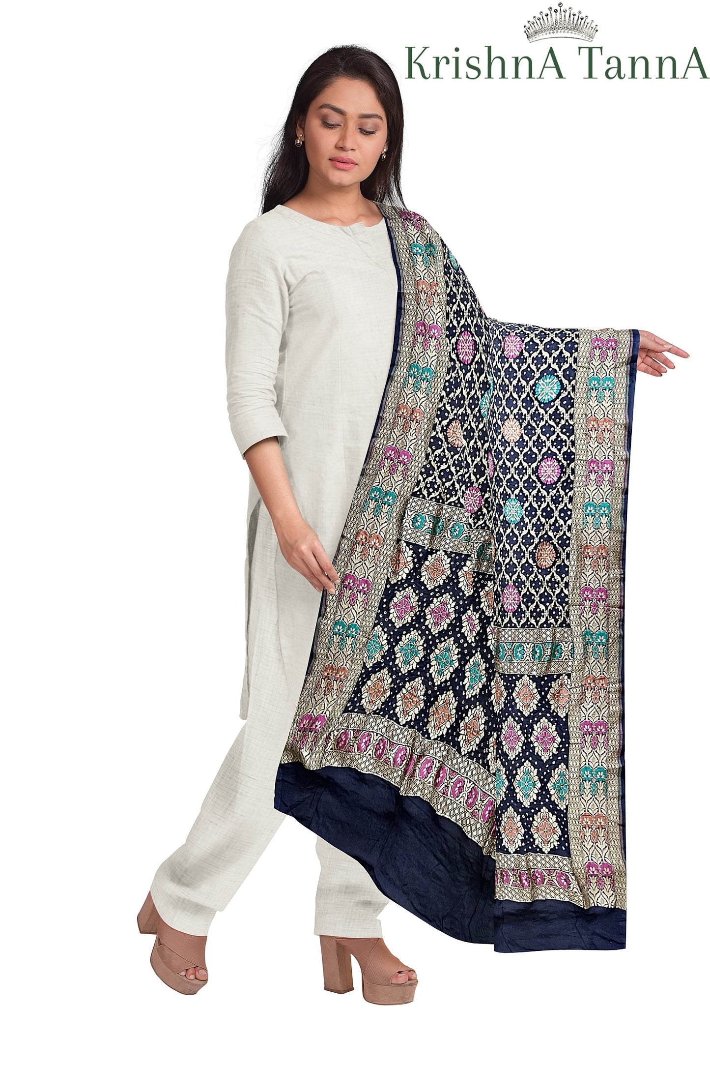 Krishna Tanna Traditonal Hand Weaved Mina Bandhani - Tie & Dye Dupatta