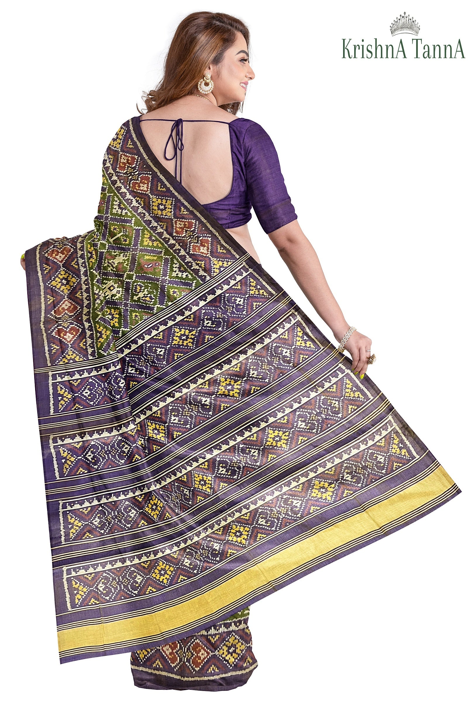 Brown Patola Printed Dola Silk Saree